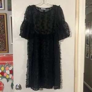 Solution sheet black dress with embroidered detail